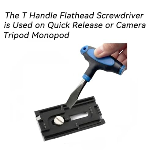 T Handle Flat Head Screwdriver, T Handle Flathead Screw Drivers Assembly Tool for Slotted Screw Used on Quick Release Plate or Camera Tripod Monopod Small Flat Head Screwdriver (New 10mm)