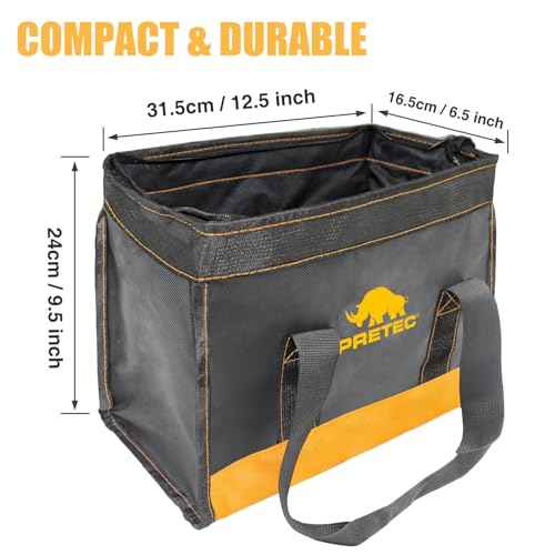 12 Inch Small Tool Bag, Wide Mouth Tool Tote Bag, Waterproof Tool Organizer Bag for Home Organizer for Indoor and Outdoor Gardening, Electricians Repairman Tools Tote Bag