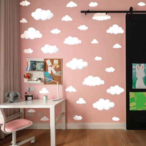 Watercolor Cloud Wall Decals - Boho Cloud Wall Stickers for Baby Boys or Girls Room Decor, Removable Wall Nursery Playroom Decor