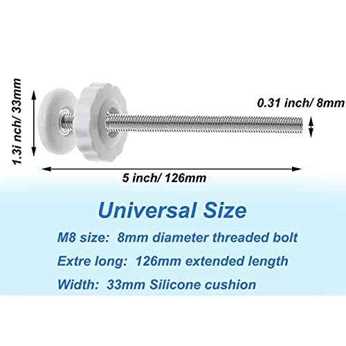 4Pcs Universal Baby Gate Threaded Spindle Rod, M8 (8mm) Replacement Bolt Part for Pet Pressure Mounted Safety Gates, Extra Long Baby Tension Gate Extender (White)