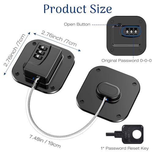 Fridge Lock for Kids Adults, Refrigerator Locks with Combination, for Closet, Cabinets, Drawers, Easy Install No Keys Needed (4Pack)