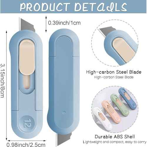 9 PSC Box Cutter,Retractable Box Opener, Package Opener, Easy Slide Retractable Cute Utility Knife For Opening Daily Express Boxes, Envelopes, Packages, Paper tapes and more (9 PSC Box Cutter)