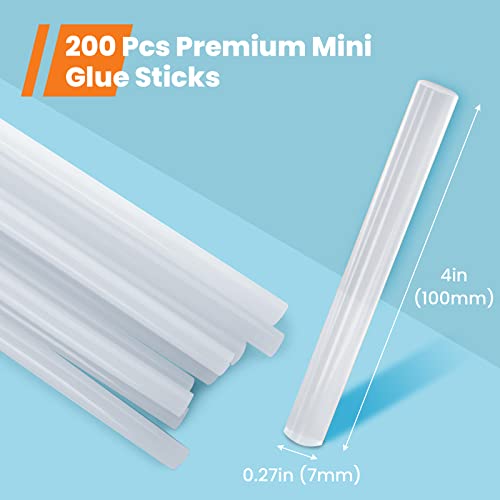 Gogonova Mini Hot Melt Glue Sticks Clear 0.27'' x 4'' 200-Pack for Craft & Office