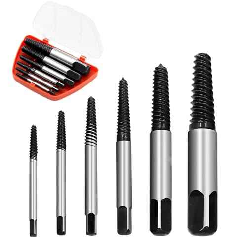 Greywolf 6 pcs screw extractor set, made of 35# Cr-Mo, bolt extractor, spiral groove bolt remover set, can easily remove broken screws, dropped screws, studs