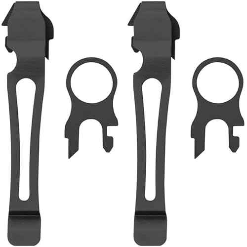 2 Pack Quick Release Pocket Clip and Lanyard Ring Replacement for Leatherman Surge, Wave Plus, Charge AL ALX Ti TTi XTi,Multi-Tools (Black)