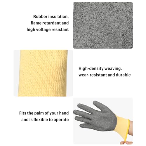 Electrical Insulated Gloves,400V High Voltage Resistance Electrician Gloves,Anti-slip Rubber,Work Gloves