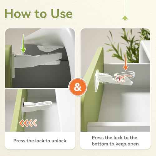 SAFELON 12 Pcs Baby Safety Cabinet Locks Childproof Drawer Locks with Screws, Kids Latch for Drawers and Cabinets, Works with Most Cabinets and Drawers.