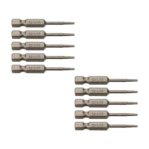 10pcs 1/16" Hex Allen Wrench Drill Bit Set, 1/4" Hex Shank, S2 Steel