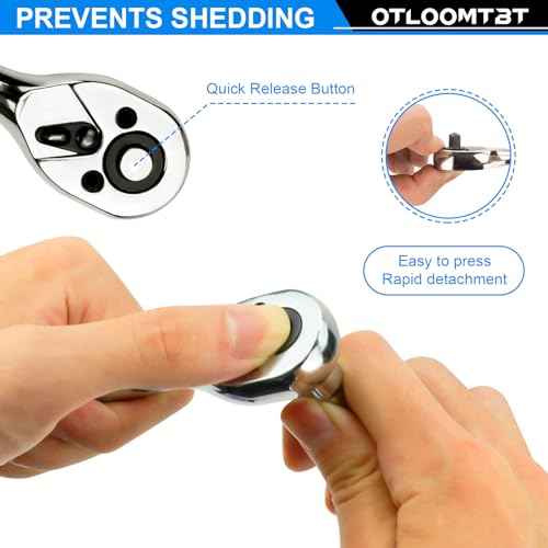 15pcs 1/4 Inch Drive Ratchet Socket Wrench Set, with Metric 4-14mm and Front and Rear Quick Released Ratchet Handle and Extension Bar Universal Joint Hand Drill Adapter, Portable Organizer