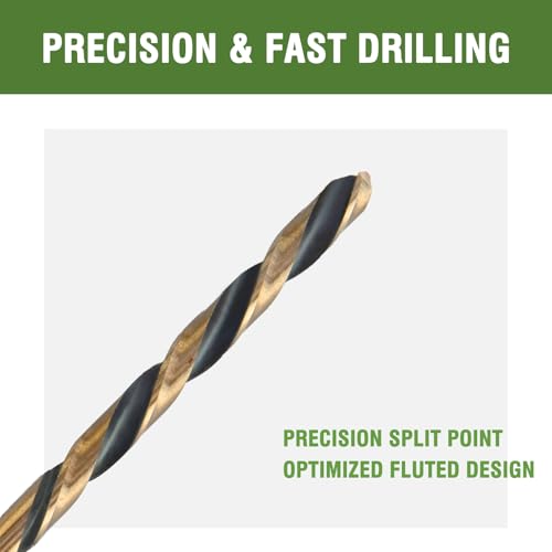 9/64 x 6 Inch Extra Long Drill Bits (6 Pack), Aircraft Drill Bit Black and Gold M2 HSS for Wood, Plastic, Thin Metal Sheet