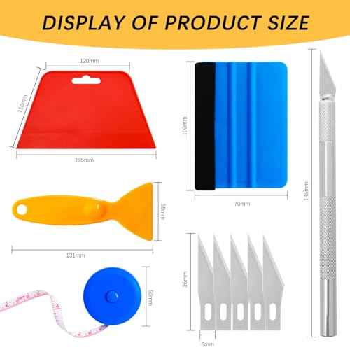 Heroad Wallpaper Smoothing Tool Kit for Applying Peel and Stick Wallpaper, Contact Paper, Shelf Liners, Vinyl Backsplash Tile, Bathroom, Window Film - Blue Tape Measure