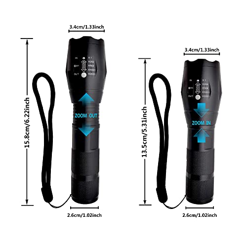 Military Red Light Flashlight Single Mode Zoomable Red Torch Light Red Flashlight for Hunting Astronomy Night Observation, 2 Pack