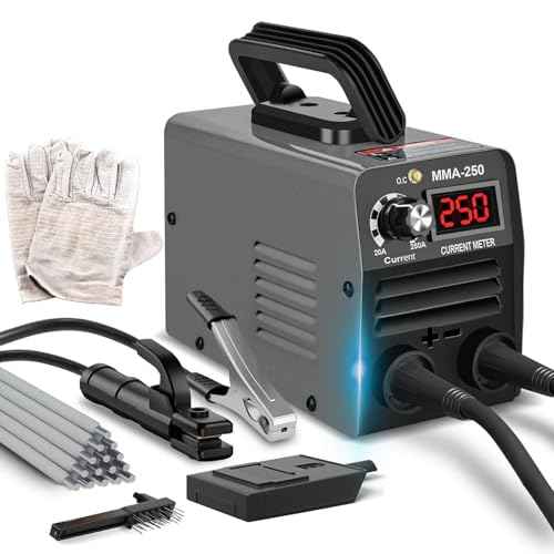 Super Mini Stick Welder Machine,110V 250A ARC Portable MMA Welding Machine for Beginners,Welding Machine with 10pcs Welding Rod Tools,IGBT Inverter Welder,Hot Start Arc Force Anti-stick (Gray)