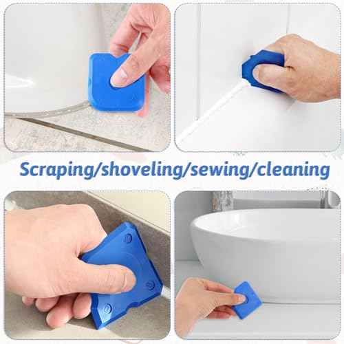 10 PCS Silicone Caulking Tool Set, Sealant Finishing Tool, Caulk Remover Tool, Portable Sealant Scraper, Reuse Grout Scraper for Kitchen Bathroom Floor Window Sealant Sealing Sink (Blue)