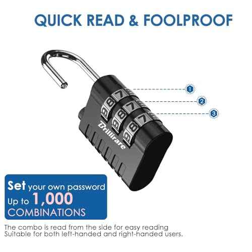 8 Pack Combination Lock, 3-Digit Waterproof Keyless Padlock, Zinc Alloy Outdoor Resettable Travel Luggage Locks for Backpack, Gym Locker, Hasp, Fence, Gate, Case, Toolbox-Black