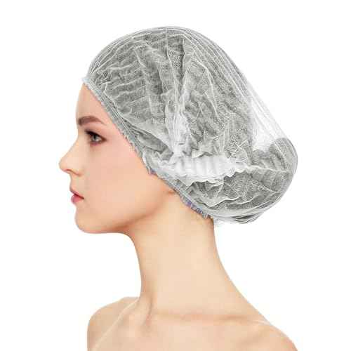 21inches Hair Net Disposable Bouffant Caps 100 Pcs, Elastic Dust Cap for Food Service, Kitchen Head Cover for Women (White)