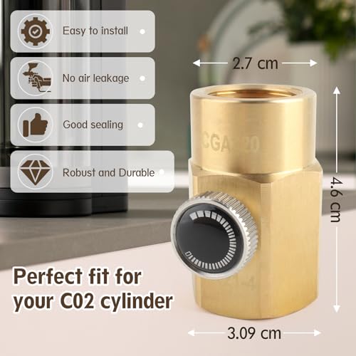 CO2 Adapter Kit CGA320 to TR21.4 for Soda Makers, Refill Connector with O-rings