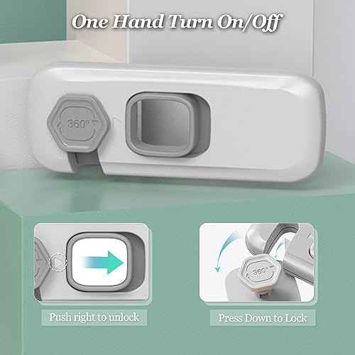 5Pcs Kids Security Refrigerator Locks.Protective Self Adhesive Latches.Pinch Proof Lock for Toddlers and Children.Ideal for Refrigerators,Cabinets,Drawers,Wardrobes and Freezers (Grey)