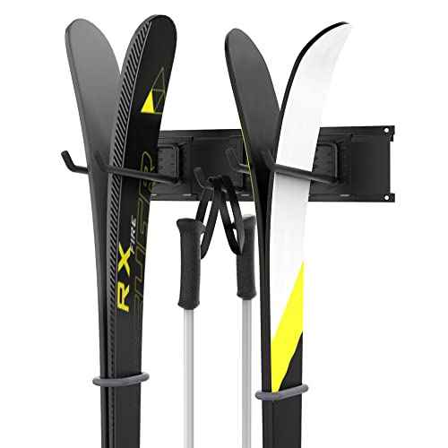 WALMANN Garage Storage Organization System Ski Wall Rack 2 Pairs of Skis Mount Hanger Home Shed and Garage Snowboard Wall Rack Holds Up to 100 lbs