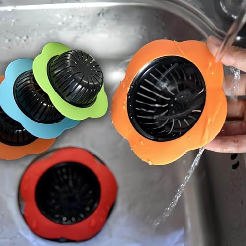 Silicone Sink Drain Strainer 4-Pack for Kitchen | Food Debris Filter