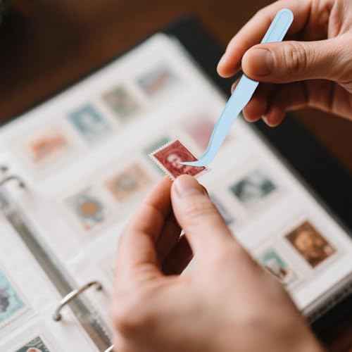 Plastic Tweezers, 4.5in Bent Tip Crafting Hobby Sticker Tweezers Electronics Bulk Precision Lash Tool for DIY Jewelry Watch Making Kids Childrens Crafts Baking Decorations & Reptile Feeding (Blue)