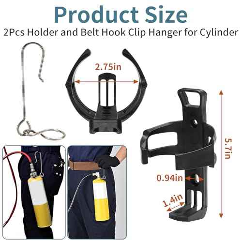 2 Pcs Propane Tank Holder with Cylinder Belt Hook Clip Hanger, Torch Holder Wall Mount, Organize for MAPP Gas Tank Hanger