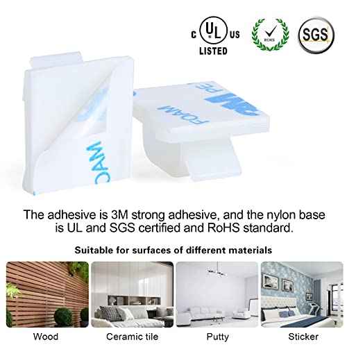 120 Pcs XHF Adhesive Cable Wire Clips White, Cable Staples Outdoor Cable Management Wire Organizer Cord Holder for Under Desk, Car, Wall, TV PC Ethernet Cable