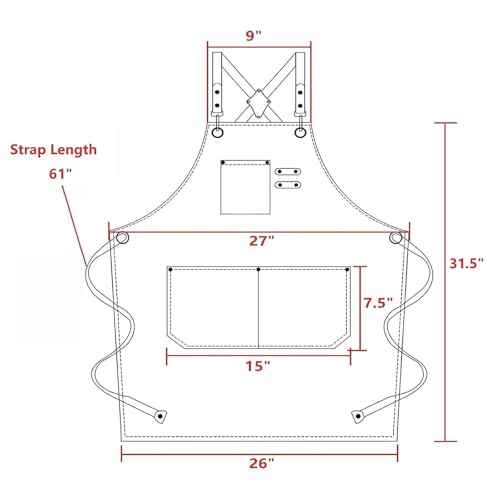 AFUN Chef Aprons for Men Women with Large Pockets, Cotton Canvas Cross Back Heavy Duty Adjustable Work Apron, Size M to XXL (Black)