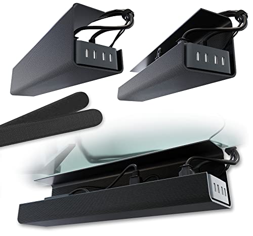 Scanfield 17-Inch Under Desk Cable Management Tray No-Screw 2-Pack Black - Self-Adhesive