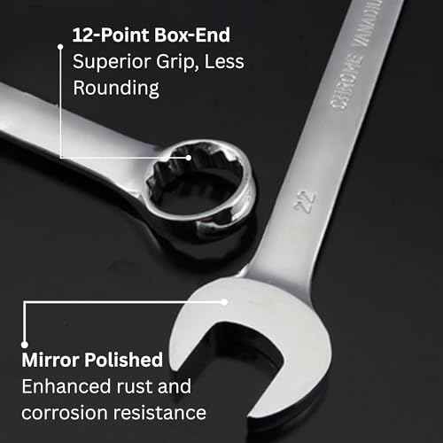 11mm Combination Wrench, Professional Grade Chrome Vanadium Steel (CR-V) Socket Mechanic Hand Tool, 12-Point Box-end, Perfect for Auto Repair, Household, Car, Truck Emergency (11mm)