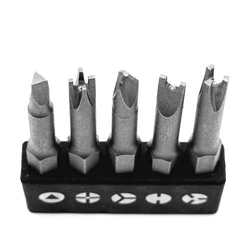 Special Shaped Screwdriver Insert Bits Set in 5 Different Shapes U-Shape, Y-Type, Triangle, Inner Cross, 3-Points