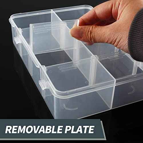 1 Pack Plastic 8-Grid Case Hard Plastic Storage Box with Detachable Blank for Small Parts,Hardware Tool Parts(7.28 * 4.88 * 1.6 inch)
