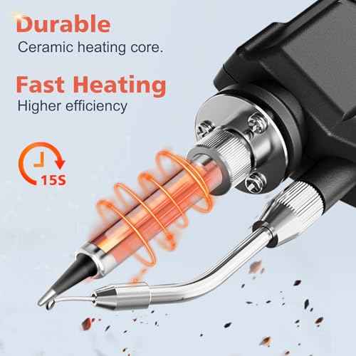 Soldering Iron Kit, Auto Feed Soldering Gun with LCD Display and ¡¾1¡ÆC Precision Temp Control, 8-in-1 Set with Wire, Pump, Tip Cleaner, 5 Tips for Electronics Repair DIY, PCB, SMD