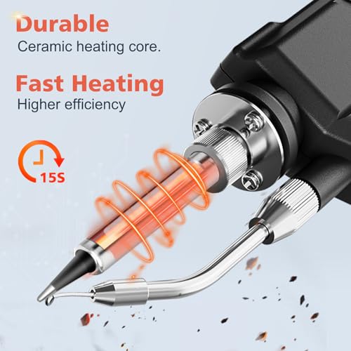 Soldering Iron Kit, Auto Feed Soldering Gun with LCD Display and ¡¾1¡ÆC Precision Temp Control, 8-in-1 Set with Wire, Pump, Tip Cleaner, 5 Tips for Electronics Repair DIY, PCB, SMD