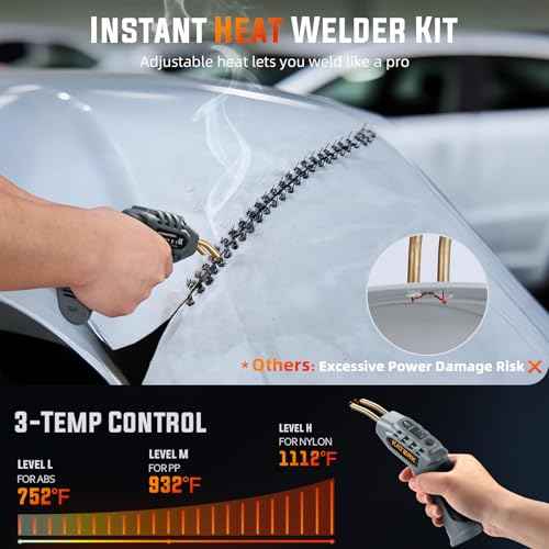 Katerk Cordless Plastic Welder ? 400 Staples Included, 3-Temperature Settings, USB Rechargeable Portable Plastic Welding Kit, Perfect for DIY Projects, plastic/Bumper/Toys Repair