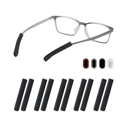 Glasses Ear Cushion, Non Slip Soft Silicone Eyeglass Ear Cushions, Anti-Slip Comfort Eyeglasses Temple Tips Sleeve Retainer, Comfort Eye Glass Ear Grips, Glasses Accessories (5 Black Pairs)