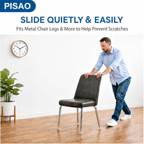 PISAO Round Medium Clear Chair Leg Floor Protectors Caps Pads - 24 Pcs