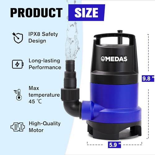 MEDAS 1HP Submersible Utility Pump 3434 GPH for Pool Pond Basement Drainage