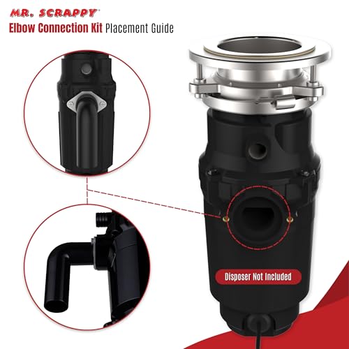 Mr. Scrappy Garbage Disposal Drain Elbow Replacement Kit - Includes 1.5" Elbow, Flange, Gasket, and Two Screws