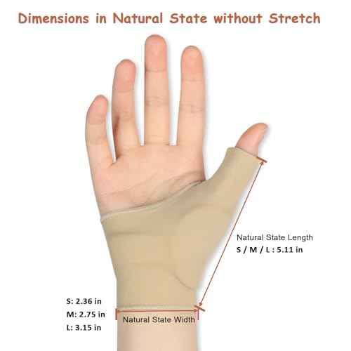 Thumb Wrist Brace Compression Sleeve for Women and Men, Soft Elastic Fabric Thumb Splint Glove Liner for Arthritis Pain Relief Protector Support - Left and Right Hand (Large)