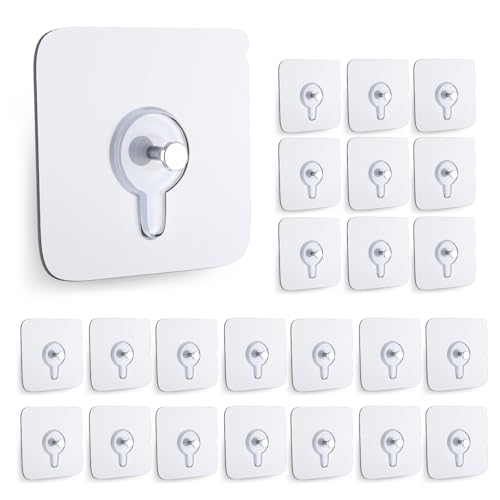 Coolpa 8mm 24PCS Adhesive Wall Hooks No Nails for Kitchen Bathroom Home Office