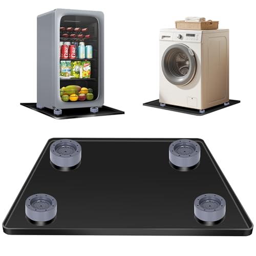ToLanbbt 20x20x0.6" Mini Fridge Mat with 4 base raisers, Black - Drip Tray & Floor Protector