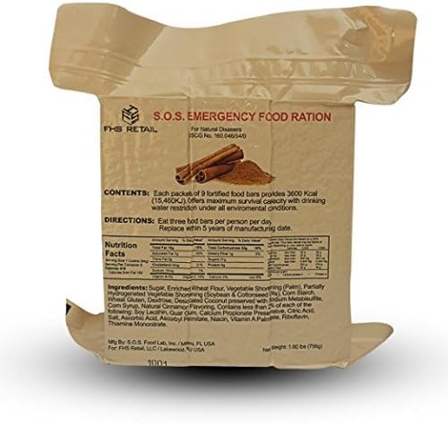 SOS Emergency Food Rations 2-Pack - 3600 Calorie Survival Meal Bars Cinnamon & Coconut