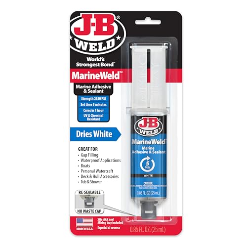 J-B Weld MarineWeld 25ml Syringe Waterproof Epoxy Sealant for Marine Repairs