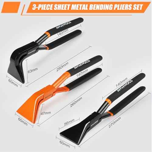 3-Piece Hand Seamers Sheet Metal Tools, Straight, 45¡Æand 90¡Æ Sheet Metal Bending Pliers, Sheet Metal Bender Set for Roof, HVAC, Workshop, DIY