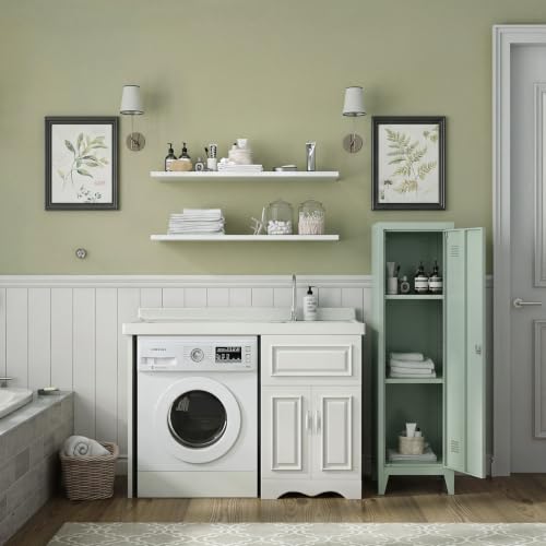 Green Metal Lockable Storage Cabinet with Shelves - Home Office & Kids Room Organizer H50"