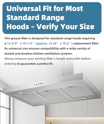 Universal Range Hood Grease Filter 12-5/9" x 10-1/5" | 5-Layer Aluminum Mesh, Dishwasher Safe