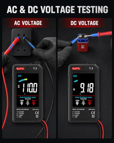 NJTY T3 Auto-Ranging Digital Multimeter Black, Type-C Rechargeable