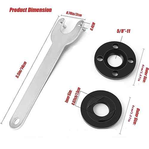 Grinder Flange Angle Wrench Metal Lock Nut Fit for DW Milwaukee Makita 193465-4 Compatible with Bosch Black & Decker Ryobi 4.5" 5" 5/8-11 (1 wrench, 3 inner nuts, 3 outer nuts)