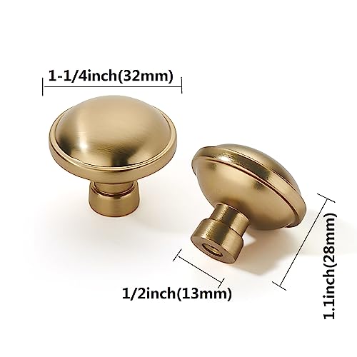 Khtumeware 10 Pack 1-1/4 Inch Champagne Bronze Cabinet Knobs - Solid Round Drawer Pulls